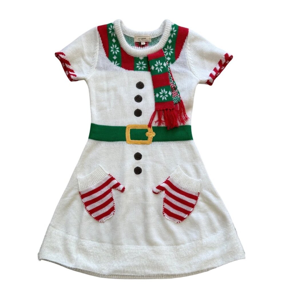 No Comment NY Ugly Christmas Sweater Dress Medium ( runs small) w/ Scarf
